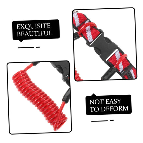 Coiled Diving Lanyard With Quick Release Buckle For Underwater Camera And Flashlight Securement, Red Scuba Webbing Strap