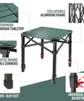 Portable Folding Camping Square Table With Carry Bag Ultralight Aluminum Construction Adjustable Height Ideal For Outdoor Adventures