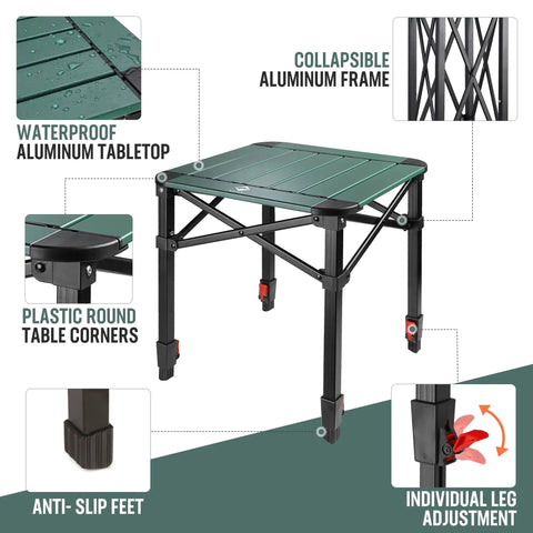 Portable Folding Camping Square Table With Carry Bag Ultralight Aluminum Construction Adjustable Height Ideal For Outdoor Adventures