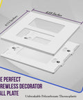 2-Gang Screwless Decorator Wall Plate Outlet Cover For Outlets, Kid Safe, Unbreakable Polycarbonate, UL94 V2 Rated, Dimensions