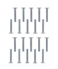 T Slot Bolt Set 20 Pack Two And A Quarter Inch Tee Bolts for Woodworking and T Track Jig Bolts arranged in rows