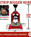 Heavy Duty Manual Copper Wire Stripping Machine For 18 AWG To One And A Half Inch Cable Drill Powered Or Hand Crank Beast Of An Industrial Cable Stripper For Solid And Stranded Wire showing dimensions and max capacity