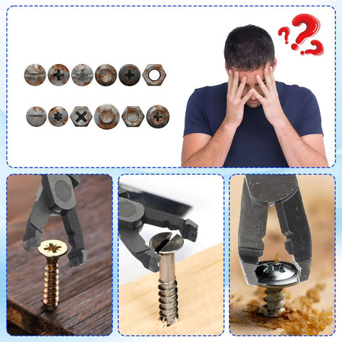 All Purpose Screw Extractor Pliers With Non Slip Serrated Mouth for Stripped and Rusted Screws and Fasteners in Use