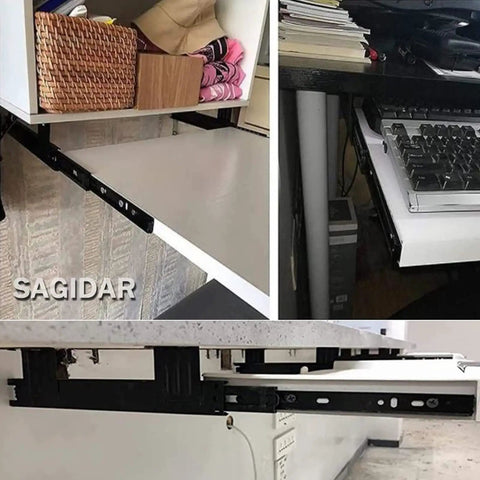 Heavy Duty Drawer Slides With Full Extension And Ball Bearings Three Fold Design Adjustable 24 To 29 Cm black metal slide under cabinet drawer