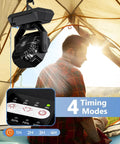 Rechargeable Portable Fan With 20000mAh Battery, USB C Powered, LED Lantern Included, quiet fan hanging in camping tent.