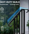 Adjustable 2 Pack Outdoor Stair Handrail Kit Tough As Nails Built With Galvanized Steel and Black Powder Coated industrial pipe style.