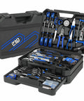 Massive 269 Piece Home And Auto Tool Set With Drawer Box All In One Handy DIY Kit For Furniture Assembly Quick Fixes Mechanical Repairs Everyday Hand Tools For Men And Women Blue, open showing tools in case.