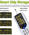 Top Notch Surface Roughness Tester Profilometer For Precision Metal Machining QC, digital display with diamond probe and readings.
