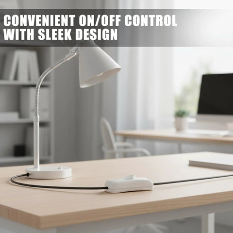White Thumb-Control Inline Power Button Switch For Lamps And Small Devices Dual Pole AC Handles 12V To 250V Up To 2A on desk