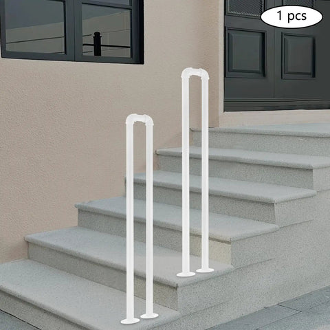 Heavy Duty U Shape Stair Handrail With Industrial Finish delivers secure grip on white stairs for home safety.