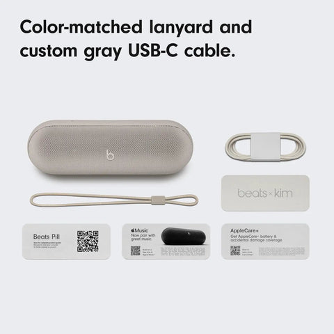 Pill Wireless Bluetooth Speaker And Portable USB C Charger With All Day Battery Life IP67 Water Resistant Apple And Android Compatible Built In Microphone Light Gray with accessories