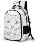 Long Fluffy Hair Feline Outline Print Unisex Backpack with Large Capacity, durable polyester, sturdy zipper, side view