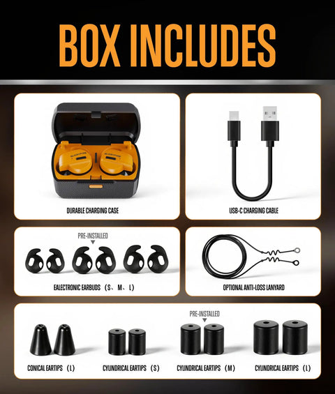 Electronic Shooting Ear Protection With Noise Canceling Muffs, 26 Decibel Noise Reduction, includes accessories and ear tips