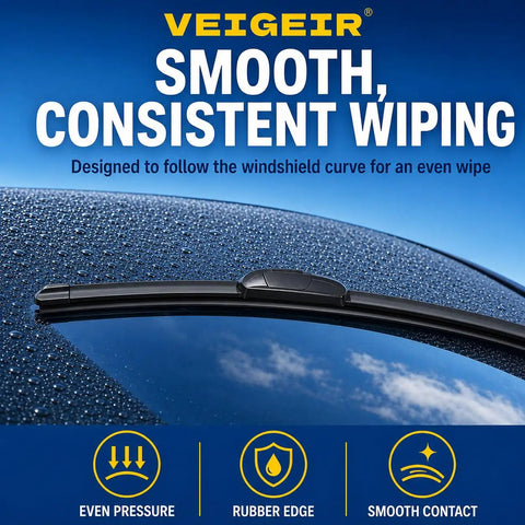 High Performance Windshield Wiper Blades For Hyundai Palisade 2020 2021 2022 2023, close-up of a wiper on a wet windshield.