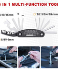 16-in-1 multi-function tool from Grab And Go Car Roadside Emergency Kit With Jumper Cables Tow Rope Folding Shovel Safety Hammer Reflective Warning Triangle And Essential Tools For Any Driver Ready For Breakdowns And Roadside Situations For Men Women And Teens, close-up