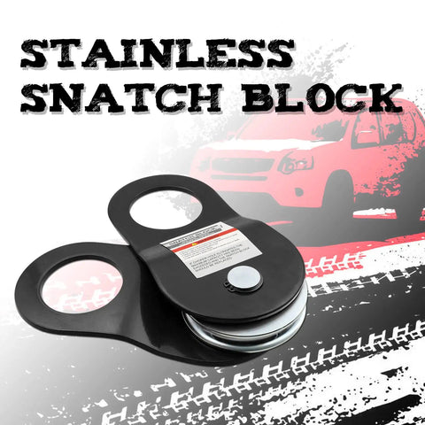 Snatch Block Recovery Pulley For Off Road Heavy Duty Winch Use With Synthetic Rope Or Steel Cable Universal Tackle Block For Truck Tractor ATV And UTV Black 10T black steel pulley