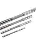 Four chucking reamers with round shanks in 1/8", 3/16", 1/4", 5/16" sizes, high-speed steel (diagonal view).