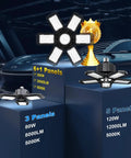 3D display of 4 Pack Ultra Bright LED Garage Lights 28,000 Lumens With 6 Plus 1 Deformable Panels 6500K Cool White E26 Screw In Bulbs