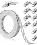 Heavy Duty Adjustable Hose Clamp Kit 304 Stainless Steel Band 14.7 Ft Duct Strapping With Holes And 10 Strong Fasteners