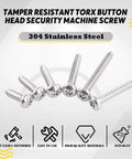 210 Piece Stainless Steel Button Head Torx Sheet Metal Screws Set with Tamper Proof Security, Includes T15 Bit, multiple screw sizes, silver