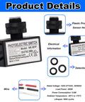 Electronics parts layout displayed with sensor head, photoelectric switch model NK-301F, wire, detection ring, and specifications text.