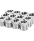 Stainless Steel Reducer Hex Bushing Fitting One Half Inch NPT Male To Three Eighths Inch NPT Female Adapter For Plumbing And DIY Heavy Duty Pro Grade Pipe Thread Connector 304 Stainless Corrosion Resistant 12 Pack, 12-pack hex bushings