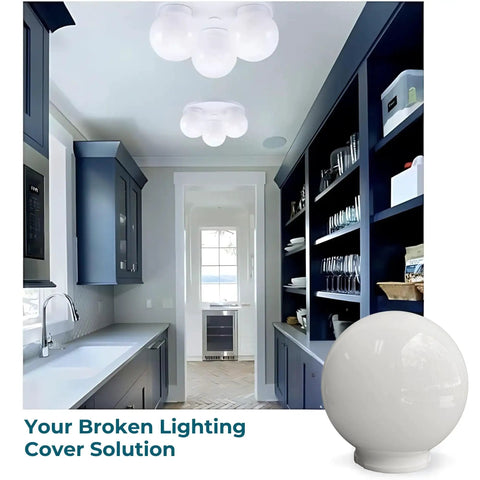 6 Inch White Acrylic Replacement Globe For Ceiling Lights, Wall Fixtures, Lamp Posts, And Streetlights, Opaque Globe Cover With 3.33 Inch Outer Neck And 2.99 Inch Inner Neck Fit For Outdoor And Indoor Use
