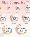 Size comparison of Custom Wedding Stickers And Personalized Labels For Favors With Logo Or Photo Waterproof Vinyl That Really Pops