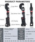 Cordless Hydraulic Crimping Pliers With Digital Display Rechargeable Electric Cable Lug Crimper 120kn Force Machine specifications and features.