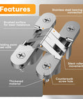 Invisible Cabinet Door Hinges 4 Pack Concealed 180 Degree Hinges for Frameless Cabinets Completely Hidden When Closed Smooth Quiet Close