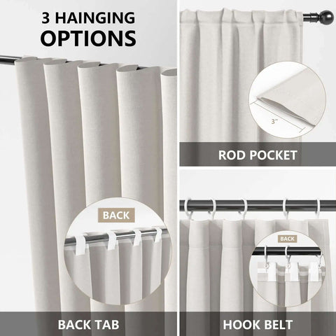 Rustic Barn Door Style Kitchen Curtains 2 Panels 26 By 36 Inch Linen Fabric hanging options: rod pocket, back tab, and hook belt
