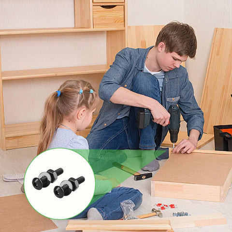 Father and daughter assembling furniture using M3 Screw And Nut Hardware Kit With Washers And Hex Wrench, Assorted M3 Bolts And Nuts