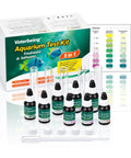 5 In 1 Aquarium Water Test Kit Keeps Your Fish Tank Hella Clean By Checking Ph Ammonia Nitrite Nitrate And Phosphate with test tubes and reagents.