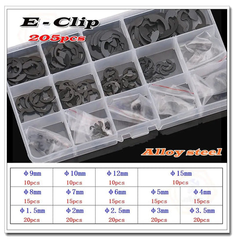 15mm External Circlips Retaining Ring Set 20 Pcs Alloy Steel Black Finish Snap Rings for Machinery and DIY Projects GB896 Standard Pro Grade Beefy Heavy Duty Kit, assorted sizes in organizer