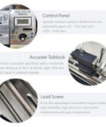 Control panel, tailstock and lead screw of Heavy Duty 8x39 Inch Mini Metal Lathe With Brushless 1100W Motor For Woodworking.