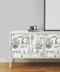 Star Wars Blueprint Peel And Stick Wallpaper For Walls That Is Removable And Repositionable No Mess Washable pattern on cabinet