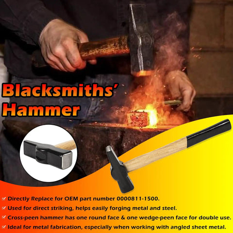 Pro Grade Knife Making Tongs Set And Blacksmith Hammer 5 Piece Forge Tools Kit For Bladesmiths with a hammer in use