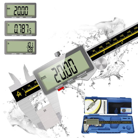 Pro Grade Digital Caliper 0 To 6 Inch Electronic Micrometer With Large LCD Screen For Engineers And Carpenters Metal Body