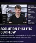Smooth 4K Webcam With 60fps Streaming Speed And Sony Starvis Sensor displaying resolution options for video calls.