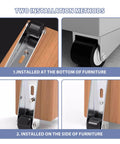 4 Pack Door Droop Support Wheels Set For Sliding Doors Cabinets And Furniture Stability Stainless Steel And Nylon Bottom Track Pulleys shown in two installation methods.