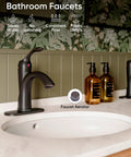 Oil Rubbed Bronze One Hole Bathroom Faucet With One Handle Lever, Rustic Lavatory Basin Mixer Tap on white sink