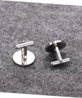 Polished button style Black Cross Pattern Titanium Steel Cufflinks For Men, Sharp Dress Shirt Fasteners for classy events.