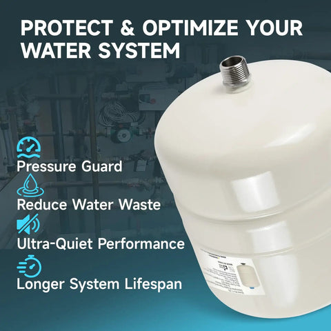 Legit Badass 4.5 Gallon Water Heater Expansion Tank With 3/4 Inch MNPT, showing a close-up of the tank designed for thermal management.