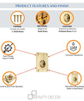 Polished Brass Flush Ring Pull Handle 60mm By 50mm features, solid brass material, screws, corrosion resistance, decorative design.