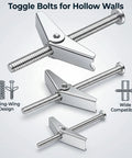 Heavy Duty Toggle Bolt Kit 192 Piece Drywall Anchors And Screws Set With Wing Nuts Washers Spacers One Eighth Inch For Tough As Nails Mounts In Walls And Ceilings, spring-wing toggle bolts