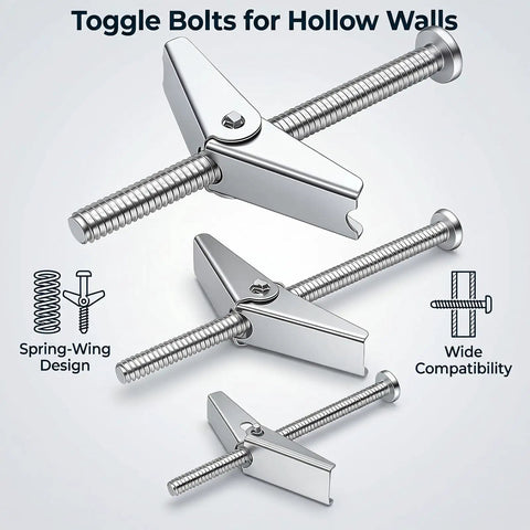 Heavy Duty Toggle Bolt Kit 192 Piece Drywall Anchors And Screws Set With Wing Nuts Washers Spacers One Eighth Inch For Tough As Nails Mounts In Walls And Ceilings, spring-wing toggle bolts