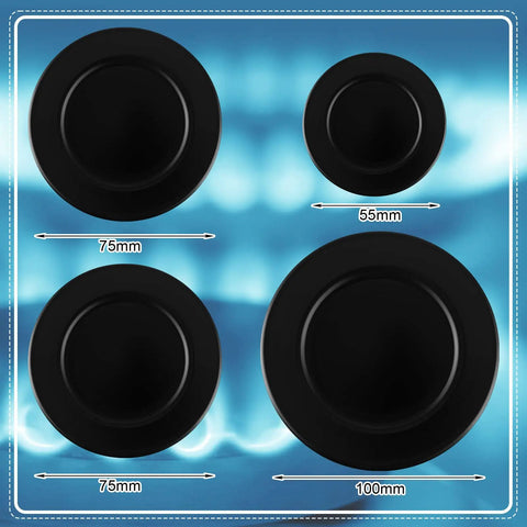 4 Cooker Hat Set For Oven And Gas Hob Burner Caps Crown Flame Covers Metal Stove Burner Knobs Replacement Kit With 3 Sizes