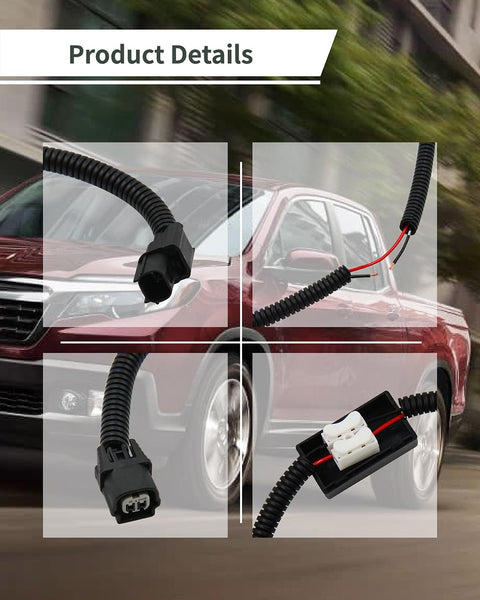 VCM Muzzler Harness Disable Kit for Honda 3.5L V6 showing plug-and-play connectors against a background of a red Honda vehicle