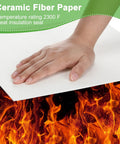 Front view of white ceramic fiber paper sheet, 11x12 in, 0.12 in thick for kiln insulation and glass fusion
