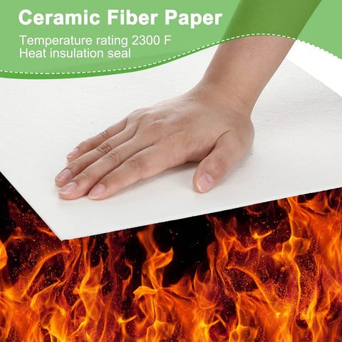 Front view of white ceramic fiber paper sheet, 11x12 in, 0.12 in thick for kiln insulation and glass fusion